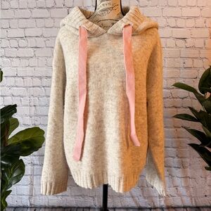Cozy Cream Hoodie with Pink Accents